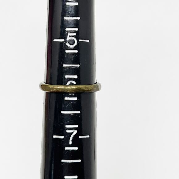 Set of 2 Brass Gold Tone Fashion Rings Peace Sign Floral Gemstone Size 5 and 6 - Picture 7 of 8